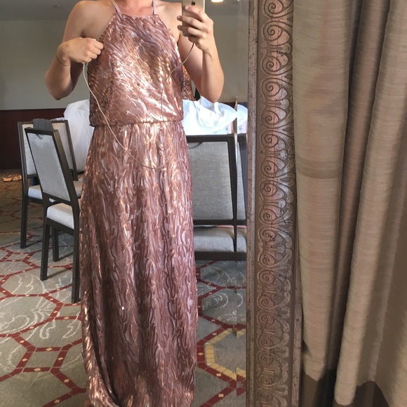 Rose gold sequined formal gown - Picture 5 of 5